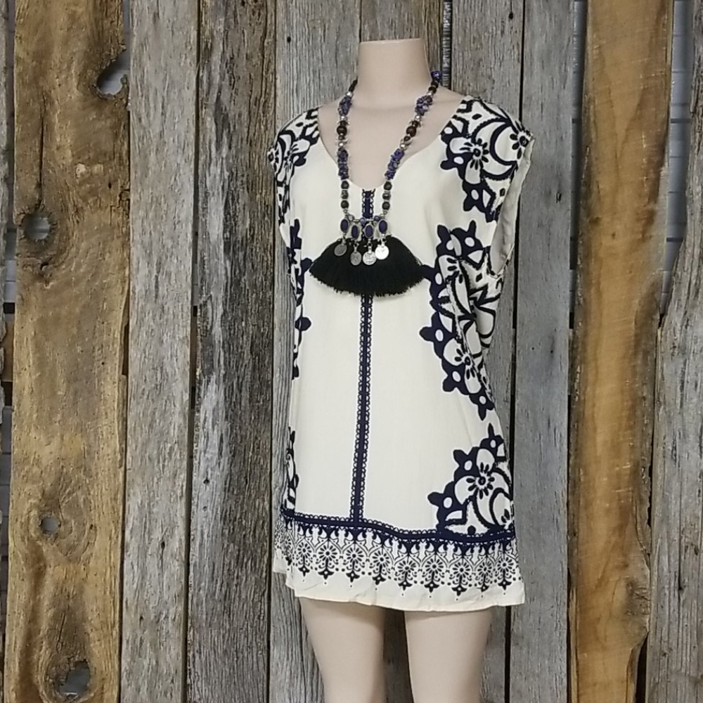 SOLD/ FREE PEOPLE PRINT PATTERN & BEADED DRESS!